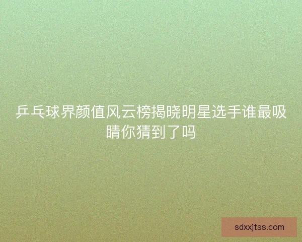 乒乓球界颜值风云榜揭晓明星选手谁最吸睛你猜到了吗
